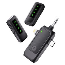 3 in 1 Wireless Lavalier Microphone for iPhone Android Video Recording Mic