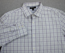 Banana Republic Shirt Mens XL 17-17.5 100 Cotton Check Non-Iron Slim Fit