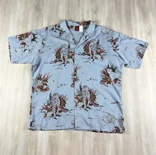 Vintage B.A.S.E. Blue Hawaiian Men’s XL Button Up Sailing Shirt Tiger Print