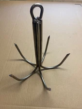 10 Inch 5 Prong Welded 3/8” Stainless Pier or Bridge Gaff With Eye For Rope