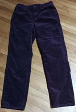 TALBOTS High Waist  Straight  Leg Corduroy Pants Eggplant Size 4 (5) Pockets 