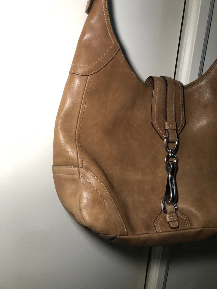 Винтажный тренер коричневый кожаный Hobo сумка зажим Western Y2K J05S-8A67 Быстрая доставка - Изображение 3 из 4