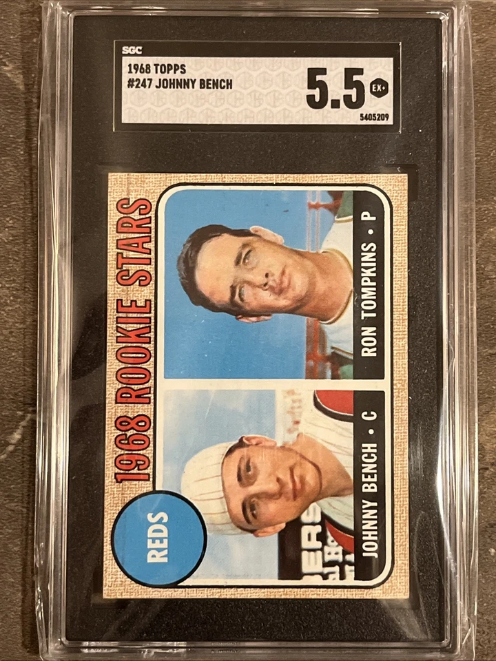 🟥🔥Johnny Bench🔥🟥 1968 Topps #247 RC Rookie Card Vintage HOF SGC 5.5 Reds - Image 4 of 4