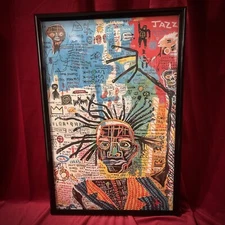 Framed Abstract Art Print, Graffiti Art, Neo-expressionism, Jean-Michel Basquiat