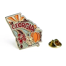 Georgia Enamel Lapel Pin – State Map Souvenir Collectible | Peach State