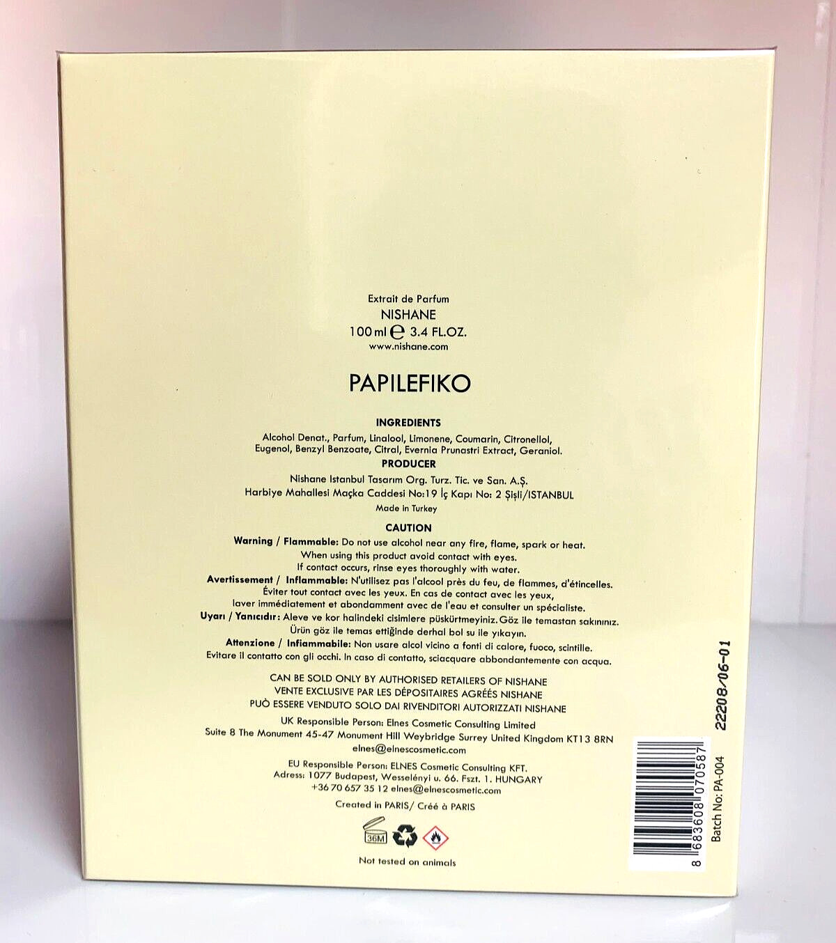 PAPILEFIKO by Nishane 100 ML, 3.4 fl.oz Unisex Extrait de Parfum, New in Box