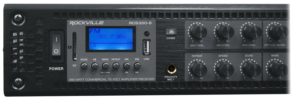 Rockville RCS350-6 350 Watt 6 Zone 70v Commercial/Restaurant Amplifier/Bluetooth - Image 4 of 4