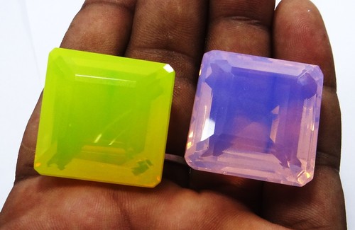 Natural 173Ct Ethiopian mix Fire Opal Radiant Loose Gemstone Certified 2pcs lot - Picture 2 of 6