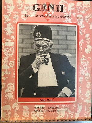 Theo Dore Genii Magicians Magazine Vintage Magic Sept 1983 Contents Page