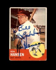 Ron Hansen Hand Signed 1963 Topps Baltimore Orioles Autograph