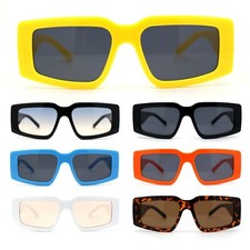 Mod Narrow Tapered Rectangle Thick Temple Sunglasses