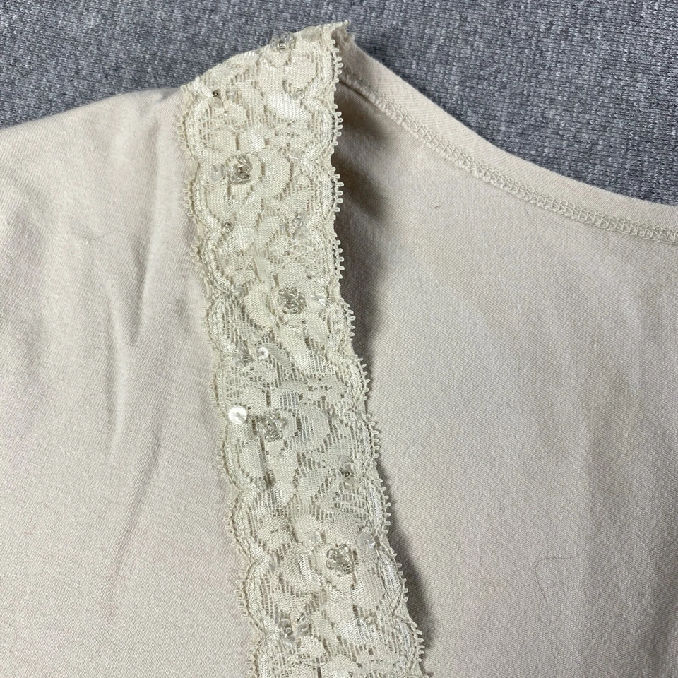 Top de mujer Sonoma con cuello en V ribete de encaje talla XL beige  Foto 4 de 4