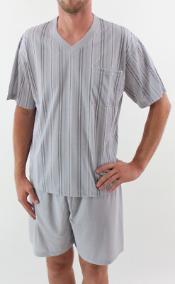 HERREN SHORTY SCHLAFANZUG PYJAMA KURZARM SLEEPSHIRT NACHTWÄSCHE BAUMWOLLE M-XXXL