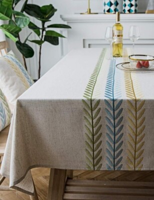 LINENLUX Stylish Square Rectangular/Oblong Tablecloth Cover Wheat 55 X 102