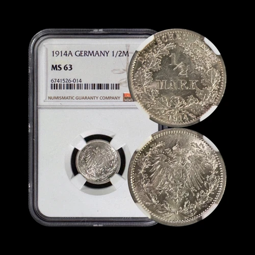 GERMANY. 1914, 1/2 Mark, Silver, A - NGC MS63 - Reichsadler Eagle Berlin