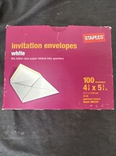 Staples Gummed Invitation Envelopes 4 3/8" x 5 3/4" White 100