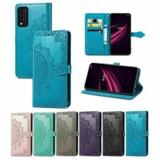 For T-Mobile REVVL V 5G Embossed Magnetic Leather Card Wallet Flip Case Cover