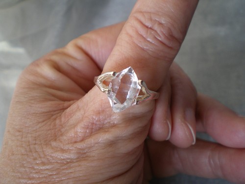 Herkimer Quartz ring, 2 carats, size R/S, in 2.5 grams of 925 Sterling Silver - Picture 5 of 13