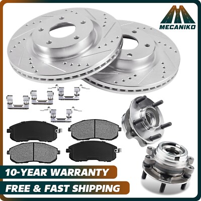 Front Drilled Brake Rotors Pads Wheel Bearing Hubs Kit for 2007 - 2013 Altima