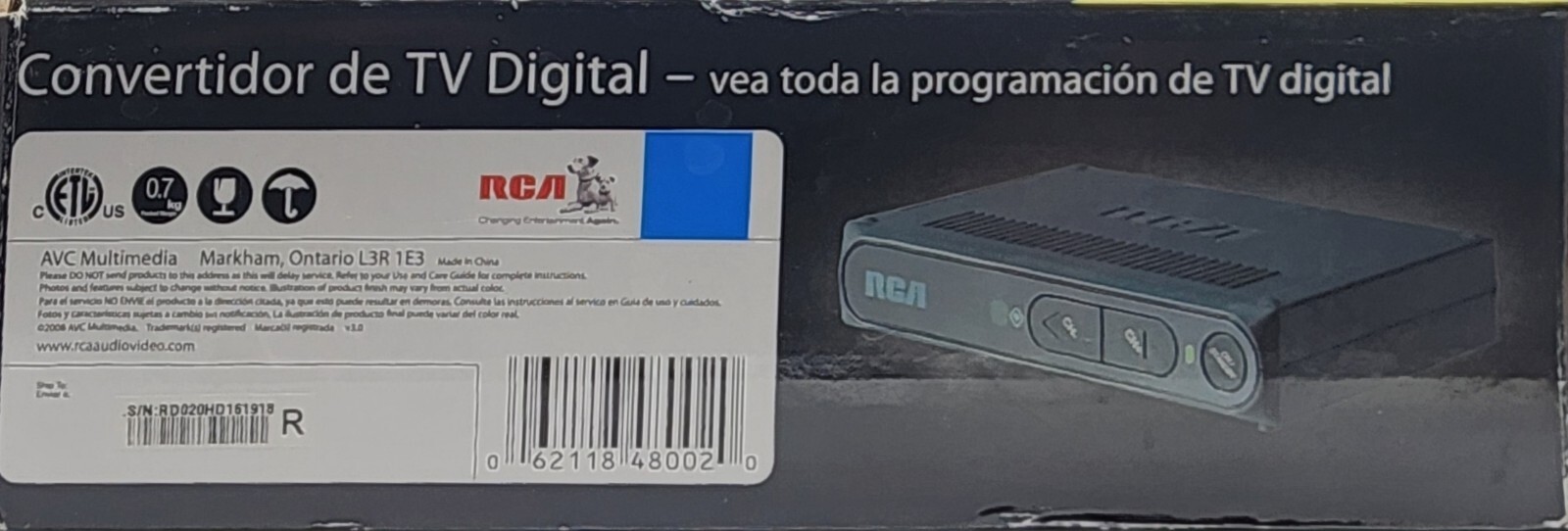 RCA DigitaltoAnalog TV Converter Box DTV Tuner w/ Remote & Cables