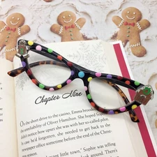 Gingerbread Man Christmas Reading Glasses 1.75, Cat Eye Readers, Handpainted