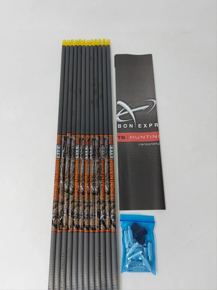 12pk Carbon Express Terminator Lite 350 Mission Uncut Shafts w Inserts: 50641 - Image 2 of 4