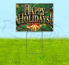 HAPPY HOLIDAYS 18x24 Yard Sign Corrugated Plastic Bandit Lawn Business CHRISTMAS