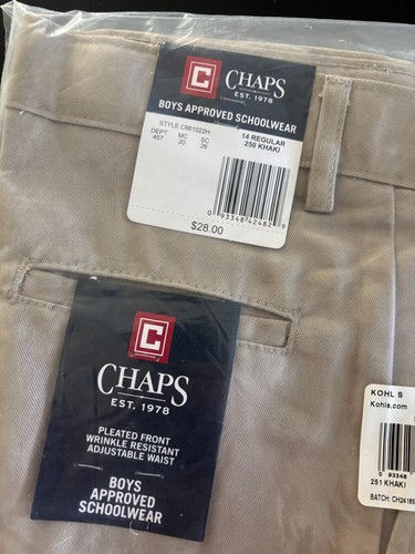 Chaps Khaki Shorts Boys School Uniform Size 14 (NWT $28) - Picture 7 of 13