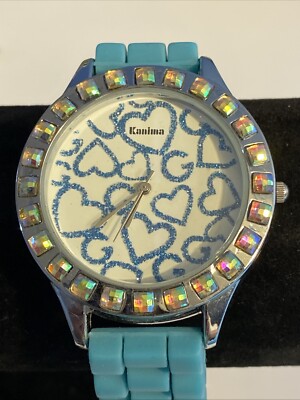 Kanima Watch New Battery Gem Set Blue Band Silicon