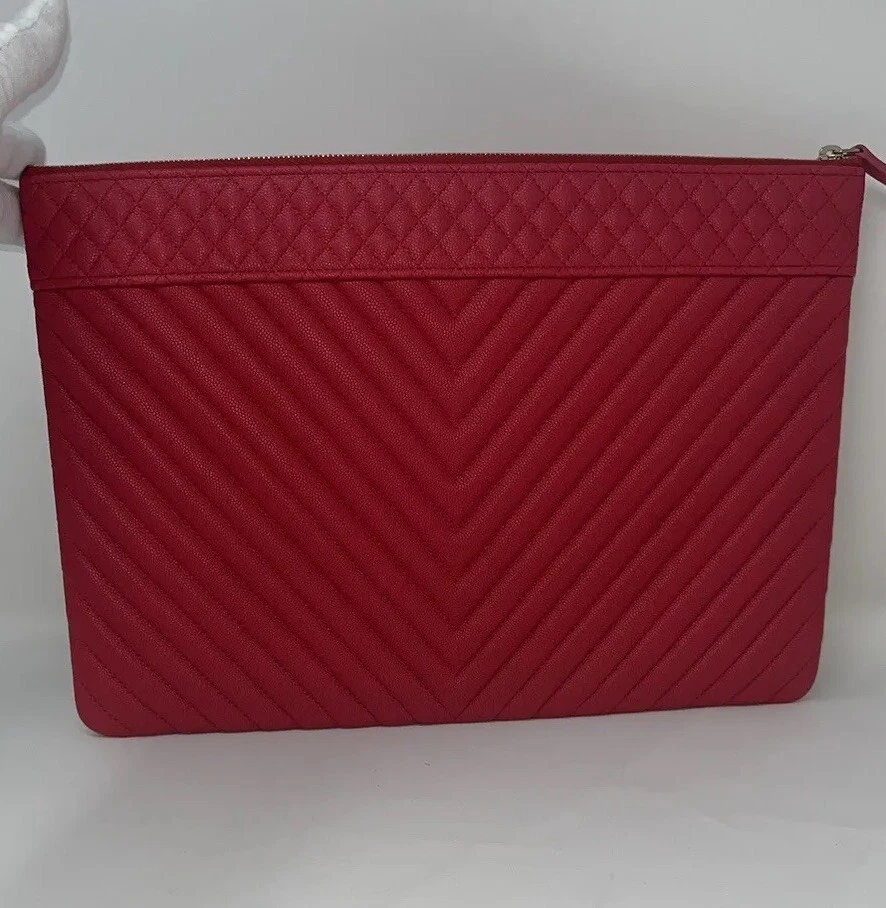 Chanel CC Chevron Grande Caviar O Estuche Rojo Grande Bolso sin asas Bolso de mano Foto 4 de 4