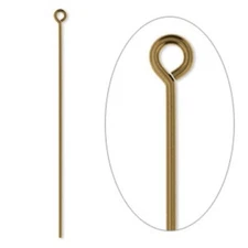 Eye pin, antique brass, 2 inches, 20 gauge. Sold per pkg of 100.