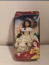 UPC 040686010023 product image for Disney Princess Brass Key Belle Porcelain Keepsake Doll Holiday Dress Rose 2003 | upcitemdb.com
