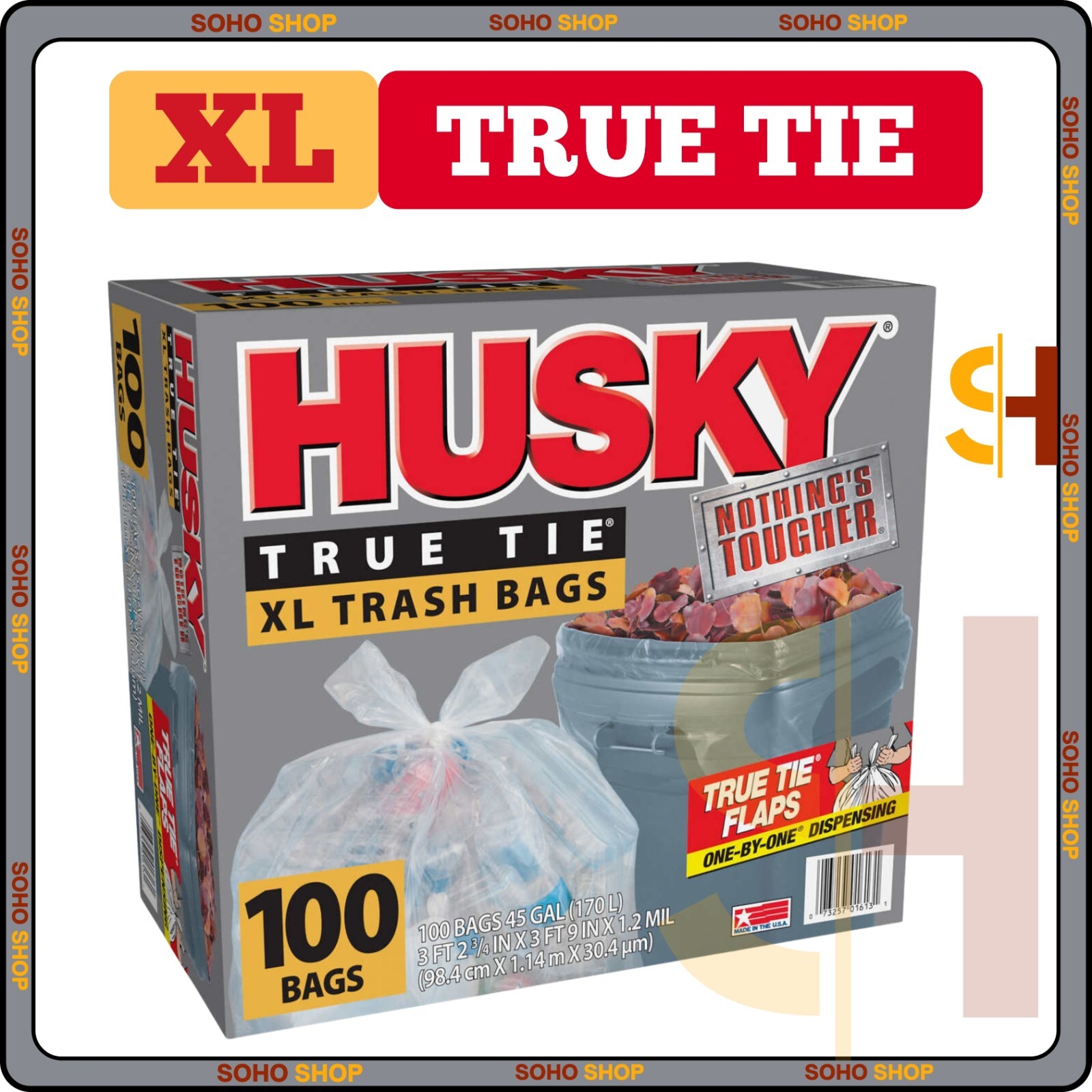 Husky True Tie XL Trash Bags, 45 Gallon, 100 ct eBay