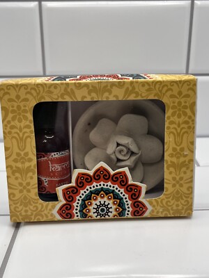 Karma Scents Ceramic Flower Diffuser Set with santal Fragrant Oil