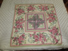 Handmade LOG CABIN PATCHWORK Cotton Lined TABLE CLOTH TOPPER - 34" x 35-1/2"