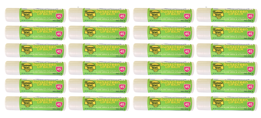 Banana Boat (24-Pack) Aloe Vera & Vitamin E Sunscreen Lip Balm Spf 45 .15oz Each