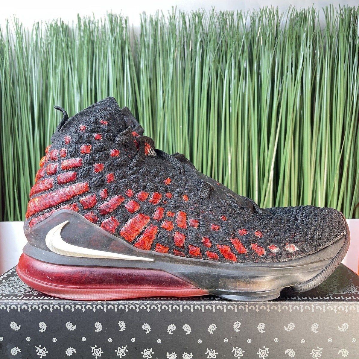 Nike LeBron XVII 17 Infrared Red Black Mens Basketball Shoes