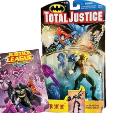 Vintage Total Justice Aquaman 1990s Figure - NEW IN PACKAGE + Mini Comic Book