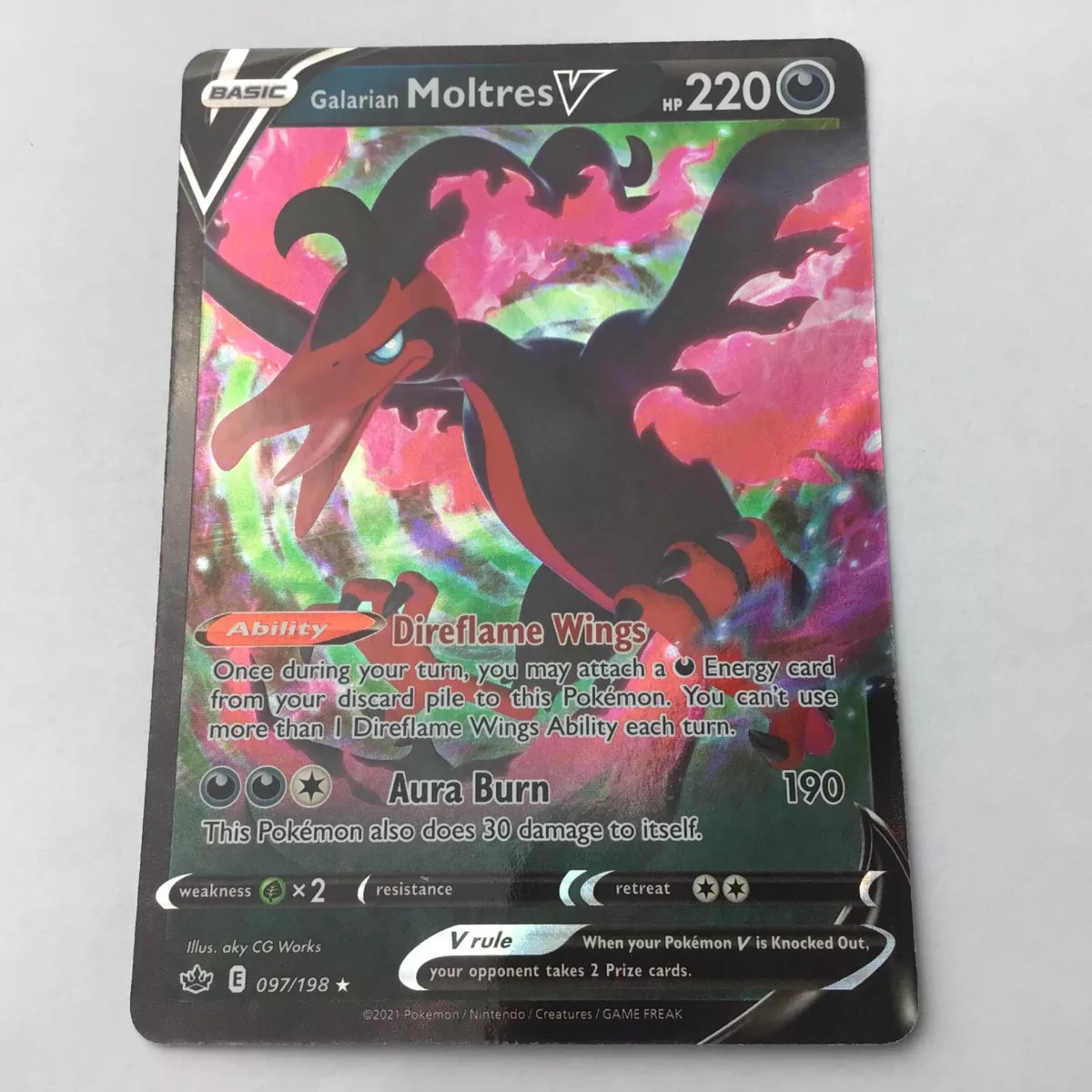 Pokemon Card Galarian Moltres V 097/198 Chilling Reign Set - Ultra