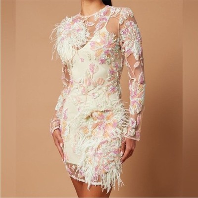 NWT Laney Feather Sequin Mini Dress in Mint Green (fits like Small) Nova Luxe
