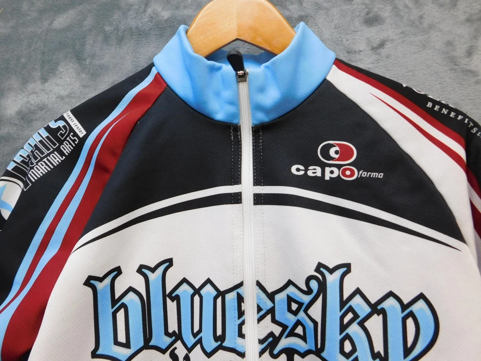 Capo Blue Sky Velo Cycling Jersey Mens L Long Sleeve Full Zip Made In Italy - Image 2 of 4