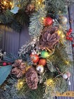 Artificial Pine Christmas Wreath 18 in w/ Lights Pinecones Ornaments Green — photo 3