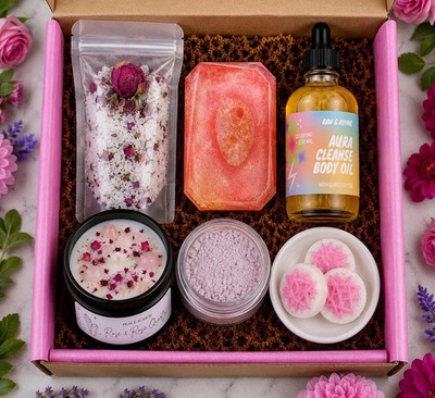 Crystal Self Care Treat Box - Box One - Aura Cleanse, Quarz Wellness Geschenkset