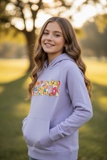 VINTAGE HAVANA Flowery PEACE Pullover Sweater - Lilac Purple - Girls Small 7/8