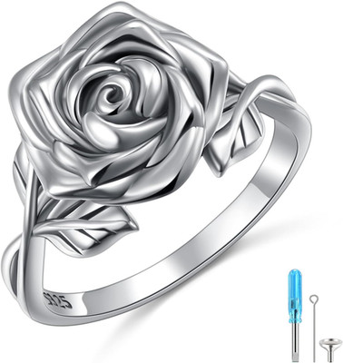 Heart Opal Sunflower Roseflower Tree of Life Urn Ring for Ashes 925 Sterling Sil