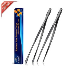 Elegant 2 Pcs 12-Inch Stainless Steel Tweezers for Gourmet Cooking  Safety