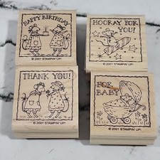 Vintage Stampin Up Rubber Stamps Mice Messages Occasions Anthropomorphic Lot - 4