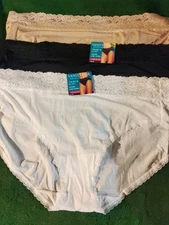 Lot Of 3 Vanity Fair Women's Flattering Lace Hi cut Panties Nylon- Sz 11