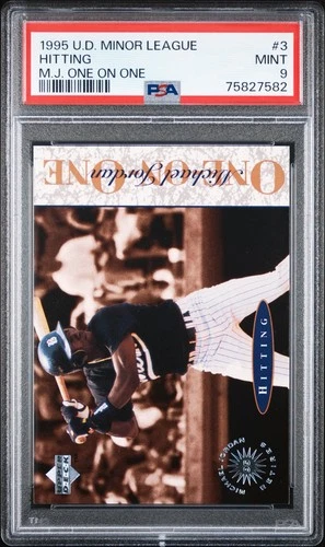 Michael Jordan 1995 Upper Deck Minor League M.J. One on One Card 3 Hitting PSA 9