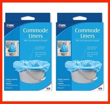 Carex Commode Liners Holds 2 Qt. Liquid 2 Packs of 7 ea 14 Count W/ Ultra Powder